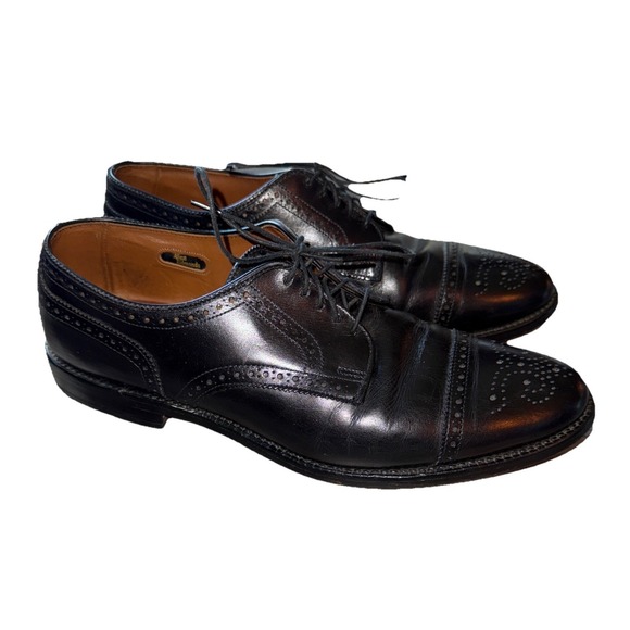 Allen Edmonds Sanford USA Black Brogue Cap Toe Oxford Dress Shoes Men's 10.5 B